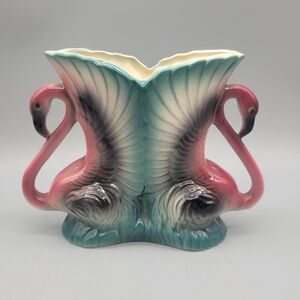 Mid Century Modern Elegant Flamingo Ceramic Vintage Vase